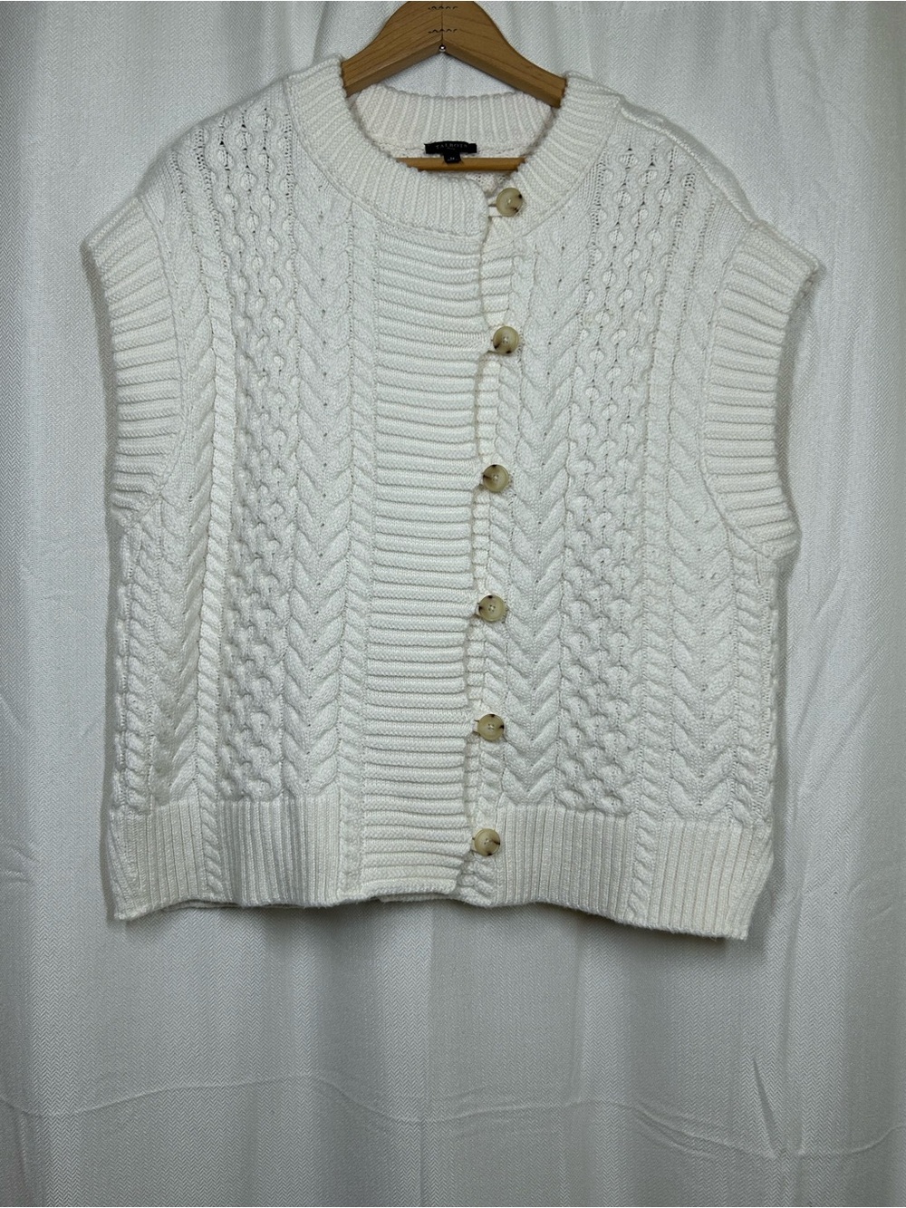 Talbots Cable Knit Button Up Sweater Vest Ribbed Size 1X Plus Size